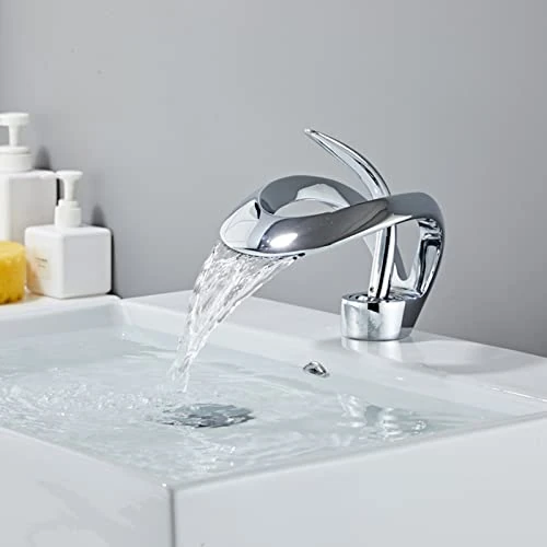 Offerta a tempo: Rubinetti per Cascata bagno, Rubinetto Bagno lavabo Stile Moderno, Regolazione a Caldo e Freddo, Miscelatore Monocomando per Bagno Valvola in Ceramica, Metallo di Alta Qualità,Cromato,standard - 0.00% da 99.00 € a 99.00 €