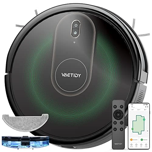Vactidy Nimble T8 Robot Vacuum Cleaner with Mop Combo, 3000Pa Strong Suction, Robotic Vacuum with GyroNav™ Tech, Siri/APP/Alexa/WiFi, Super Slim, Self-Charging, Clean for Carpet, Pet Hair (Blue)