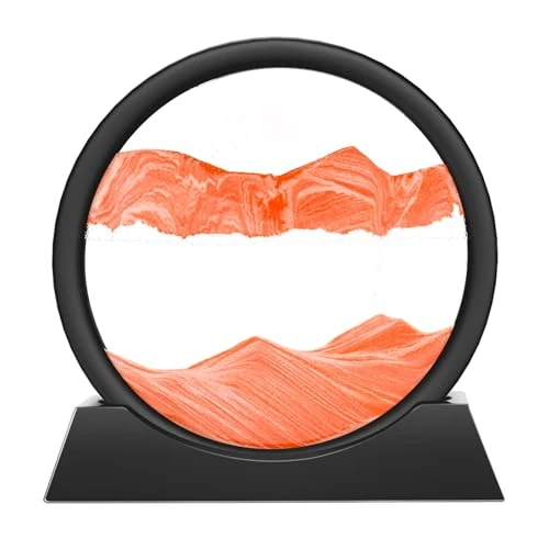 Tijdelijke aanbieding: Wai Danie Zandafbeeldingen, zandschilderij, sandscape, om te draaien, 3D, diepzee, vloeiend, geschenk, zandloper, decoratie, esthetisch, voor kantoor, woonkamer, bureau, volwassenen, kinderen (oranje, van 26.99 € naar 26.99 € (0.00%