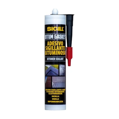 Offre limitée : SIGILL, Bitum Gasket, résines bitumineuses imperméabilisant et scellant, adhère également sur les surfaces humides et métalliques, applicable en verticale et non cola, 300 ml de 96.60 € à 96.60 € (0.00% de remise)
