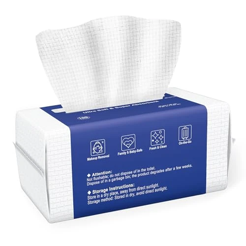 Tijdelijke aanbieding: Ourmed Life Biologisch Afbreekbare Eenmalige Gezichtsdoekjes - Perfect voor Reiniging, Huidverzorging en Make-up Verwijderen, Pluisvrij en Geschikt voor Gevoelige Huid，（100 stück） van 9.99 € naar 9.99 € (0.00% korting)