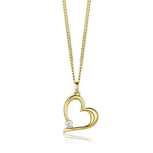 Offre limitee: Orovi Collier Femme Or Jaune, Penditif Cœur en Or 9 Carats 375 avec Zircon Cubique et 45 cm Chaîne Femme Argent Plaqué or 18 Carat- Bijoux Femme Hypoallergéniques, Collier Cœur Fait à la Main de 199.00 EUR a 183.20 EUR (economie 8%)