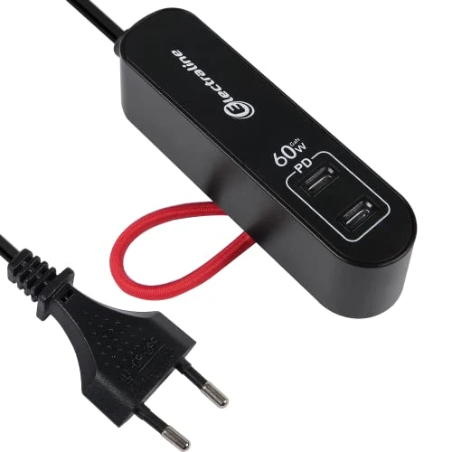 Offre limitée : Electraline 62655 Chargeur Portable 60W, Power Delivery PD GaN avec 2 USB Type C Protocole PPS pour charger tous les appareils (y compris les ordinateurs), Câble d'extension 1.5M, Prise Européenne de 44.99 € à 42.74 € (5% de remise)