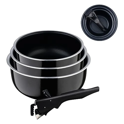 Offre limitee: BERGNER Black Edition | Set de 3 Casseroles de Cuisine de 16, 18 et 20 cm + 1 Manche Ergonomique et Amovible | Aluminium Pressé et Antiadhésif | Pour tous Types de Cuisinières et de Four de 44.99 EUR a 29.99 EUR (economie 33%)