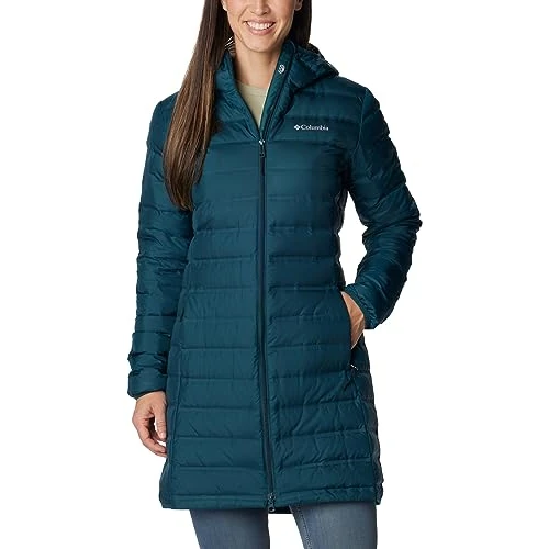 Columbia Women's Lake 22 Down Long Hooded Jacket, Hooded Puffer Down Jacket, Night Wave, Size XS