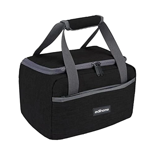 Offerta a tempo: edihome, Borsa Termica Porta Pranzo, Borsa Frigo Piccola, 8L, Lunch Box, Termico, Borsetta, per Lavoro, per Viaggio, Blu, Beige, Nero e Grigio (Nero) - 15% da 12.99 € a 10.98 €
