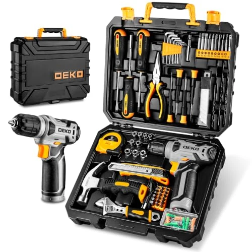 Offerta a tempo: DEKO Cassetta Attrezzi Completa con Trapano Avvitatore Batteria 8V, 126 Pezzi Valigetta con Set Completo di Punte - 36% da 69.99 € a 44.67 €