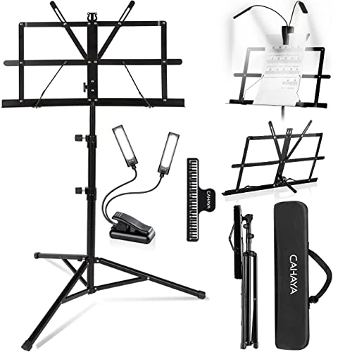 Offerta a tempo: CAHAYA Leggio Spartiti Musicali con Luce: 2-in-1 Leggii Musicali Pieghevole Supporto da Tavolo per Libri Altezza Regolabile 70-138cm con Borsa di Trasporto per Spartito CY0204+CY0243 - 0.00% da 25.99 € a 25.99 €
