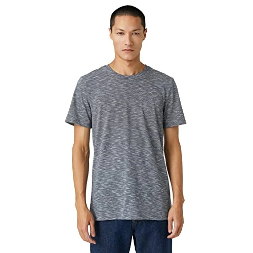 Limited-time offer: Koton Men's Basic Mealy T-Shirt Crew Neck Slim Fit, Indigo (In3), S from 28.03 £ to 28.03 £ (save 0.00%)