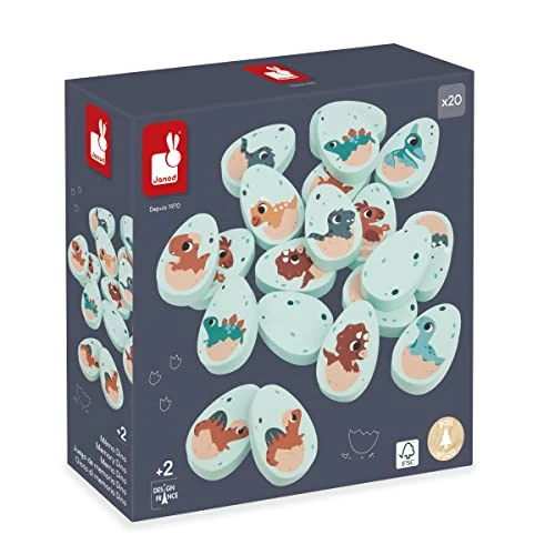 期間限定オファー: Janod Dino - Dinosaur Memory Game - 20 Wooden Dino Eggs with 10 Prehistoric Pairs - Cooperative or Competitive Early Learning Game - Ages 2-5 Years - J05826 通常価格 19.99 JPY セール価格 10.00 JPY (割引 50%)