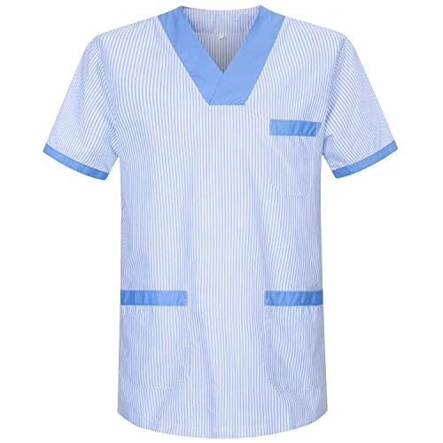 Offerta a tempo: MISEMIYA - Abbigliamento Lavoro Unisex Collo Picco Maniche Corte Uniforme Clinica Ospedale Pulizia Veterinario IGIENE OSPITALITÁ - Ref.817 - Large, Celeste T817-4 - 60% da 22.98 € a 9.21 €