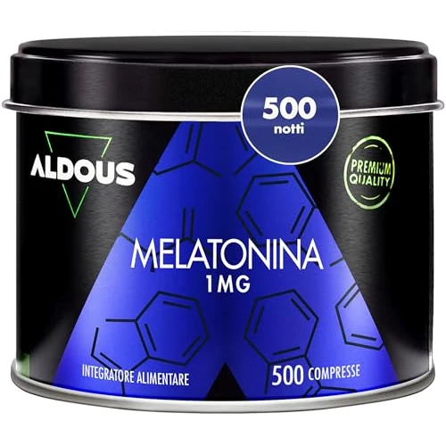 Melatonina Pura 1mg - 500 Compresse (+16 Mesi)- Melatonina Forte Pura - Integratore per Dormire Meglio, Sonno Profondo - Insonnia Rimedi Forti - Melatonina per Dormire - ALDOUS