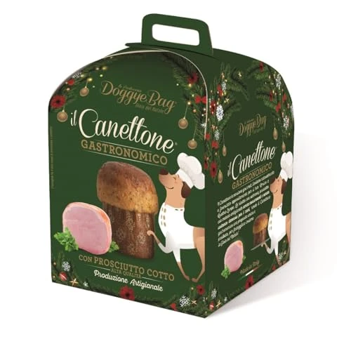 Offerta a tempo: Panettone - DoggyeBag Canettone Gastronomico con prosciutto per Cani - Panettone Artigianale da Forno per Cani - Lievitato naturalmente, formulato senza uso di conservanti - 39% da 13.50 € a 8.25 €