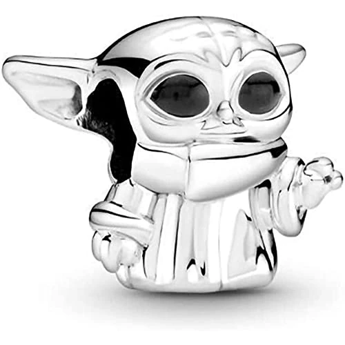 Breloque Star Wars Baby Yoda Grogu en argent sterling 925 compatible avec les breloques Pandora et beaucoup d'autres bracelets à breloques britanniques., Argent sterling
