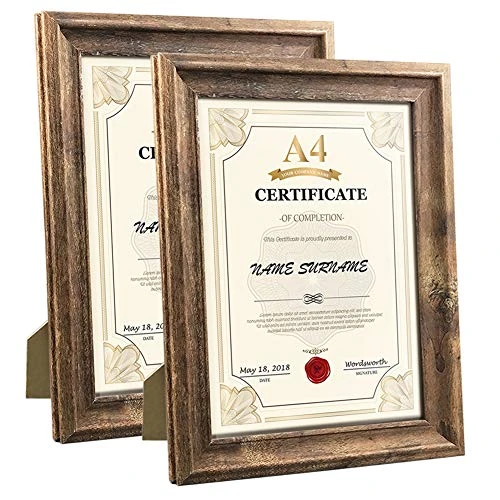 Offerta a tempo: PETAFLOP 2 cornici portafoto formato A4, 21 x 29,7 cm, in stile rustico, per documenti e certificati - 0.00% da 31.99 € a 31.99 €