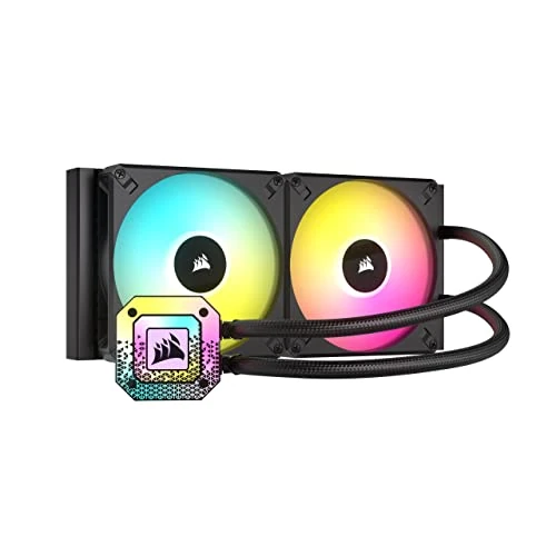 Corsair iCUE H115i ELITE CAPELLIX XT Liquid CPU Cooler - Two AF140 RGB ELITE Fans - 280mm Radiator - Intel® LGA 1700, 1200, 115X, 2066, AMD® AM5, AM4 - Included iCUE COMMANDER CORE - Black