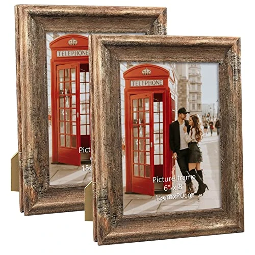 Offerta a tempo: PETAFLOP Set di 2 cornici rustiche da parete e da tavolo, 15 x 20 cm, colore: marrone - 0.00% da 22.99 € a 22.99 €