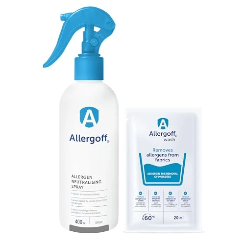 Novokill Allergoff Spray 400ml & Detergente 20ml | Efficace contro Acari | Per Materassi e Tessuti | Aiuto per Allergia al Polline | Compatibile con Aspirapolvere