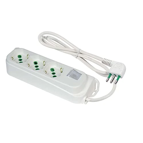 Offerta a tempo: FANTON 474604 Multipresa OMEGA 3 prese bipasso/schuko 2P+T 16A ciabatta cavo 1,5 m. spina piccola 2P+T 10A + interruttore automatico luminoso di sovraccarico - 27% da 13.74 € a 9.99 €