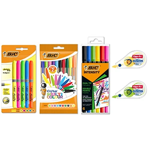 Limitiertes Angebot: BIC Schreibwaren Set à 23: 10 Kugelschreiber, 5 Textmarker, 2 Korrekturroller, 6 Dual Tip Brush Pens, Colourful Set von 20.00 EUR auf 20.00 EUR (Spare 0%)