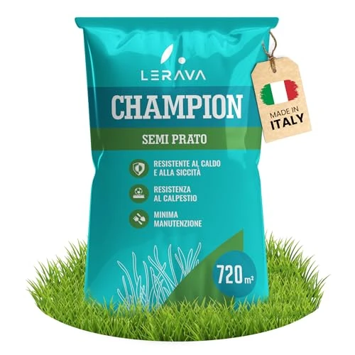 Offerta a tempo: LERAVA CHAMPION semi prato (720m²) - festuca arundinacea di qualità - resistente a siccità e alte temperature - prato verde scuro fine - ideale per giardini e spazi verdi - 20% da 199.97 € a 159.99 €