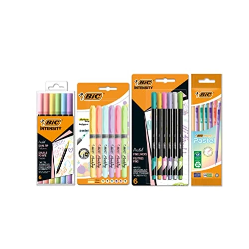 Offre limitee: BIC Kit d’écriture Pastel avec Feutres double pointe, Porte-mines, Surligneurs et Feutres d'écriture - Corps et Encres Pastel Assortis, Pack de 23 de 23.04 EUR a 19.50 EUR (economie 15%)