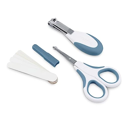 Nuvita 1138 - Scissors Set with Rounded Tips, Nail Clippers and Nail Files - Blue