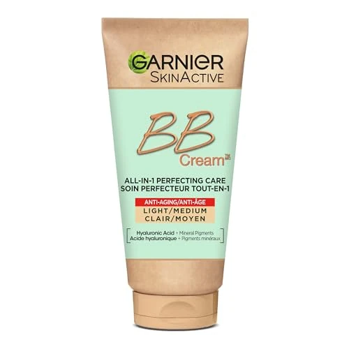 GARNIER Skin Active - BB Crème Anti-Âge - Soin Perfecteur Tout-En-1 - Raffermit & Hydrate - FPS 25 - Acide Hyaluronique & Aloe Vera - Vegan & Cruelty Free - Tous Types de Peaux - Teinte Medium - 50 ml