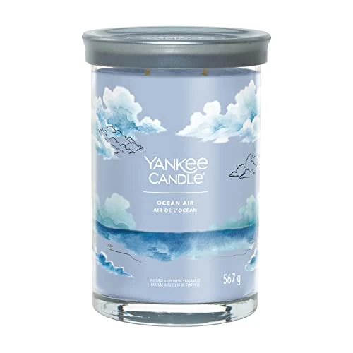 Yankee Candle Signature świeca zapachowa, duża świeca w kształcie kubka Ocean Air z podwójnymi knotami, mieszanka wosku sojowego, długo paląca się świeca | idealne prezenty dla kobiet