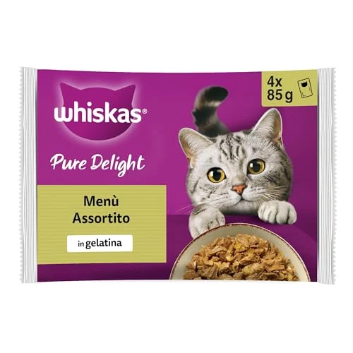 Zeitlich begrenztes Angebot: Whiskas Pure Delight Menü Sortiert 1+ Jahre, Nassfutter für Katzen, 13 Packungen mit je 4 Beuteln x 85 g (52 Beutel insgesamt) von 33.44 € auf 33.44 € (0.0% Rabatt)