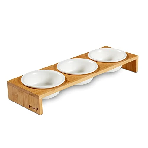 Zeitlich begrenztes Angebot: PiuPet® Set Katzennapf - Keramikfressnäpfe + Bambusgestell - 250ml von 29.98 € auf 29.98 € (0.00% Rabatt)
