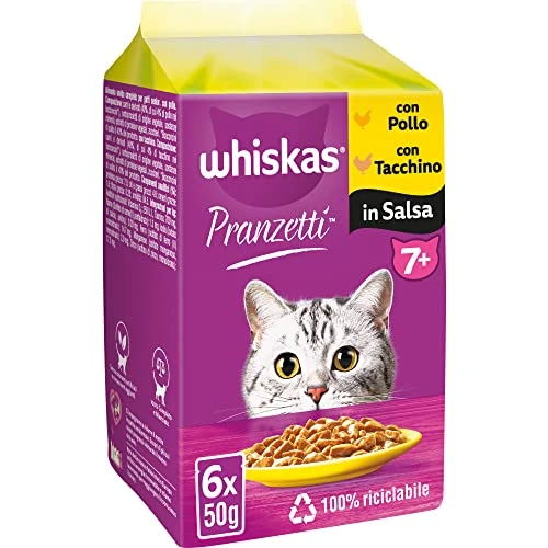 Whiskas 7+ Senior White Meat Lunches, Wet Cat Food, 12 Packs of 6 x 50g (72 Pieces Total)