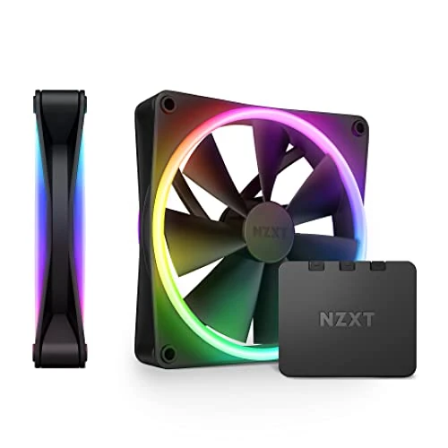Offerta a tempo: NZXT F140 RGB Duo Twin Pack - RF-D14DF-B1-2 ventole RGB a due lati da 140 mm con controller – 20 LED indirizzabili individualmente – Flusso d'aria e pressione statica bilanciati – Nero - 65% da 84.99 € a 29.90 €