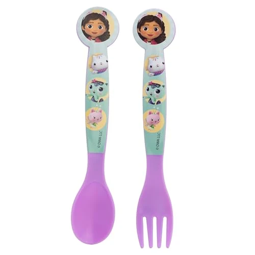 Zeitlich begrenztes Angebot: STOR Kinderbesteck Set 2-teilig Gabbys Puppenhaus Kunststoff - Wiederverwendbare Gabel und Löffel mit Abgerundeter Sicherer Form für Kinder BPA Frei von 7.82 € auf 7.82 € (0.00% Rabatt)