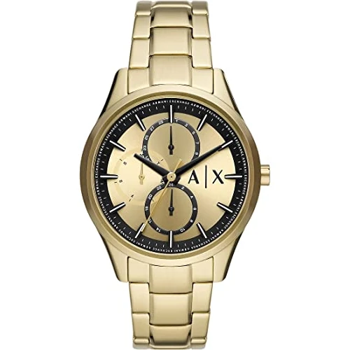 Offre limitee: Armani Exchange Montre pour Homme, Mouvement chronographe et boîtier de 42 mm avec Bracelet en Acier Inoxydable, Cuir ou Silicone, Ton Or, 42MM de 164.25 EUR a 164.25 EUR (economie 0%)