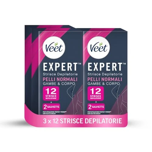 Offerta a tempo: Veet Expert Strisce Depilatorie Gambe e Corpo, Ceretta per Pelli Normali con Burro di Karitè — 10% da 14,99 € a 13,48 €