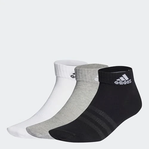 adidas Mixte enfant Thin and Light Ankle Socks 3 Pairs, Medium Grey Heather/White/Black, 4-5 Years