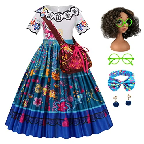 Oferta ograniczona: Dziewczyna Encanto przebranie dla dzieci Mirabel Księżniczka Sukienka Torba Peruka Okulary Opaska Kolczyki Kostium Cosplay Prezent Urodziny Boże Narodzenie Karnawał Fantazyjna Sukienka, z 29.79 EUR na 26.86 EUR (znizka 10%)