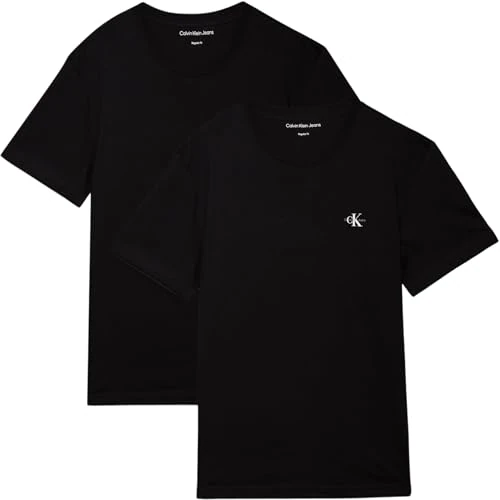 Limitiertes Angebot: Calvin Klein Herren 2er Pack T-Shirts Kurzarm Monologo aus Baumwolle, Schwarz (Ck Black/Ck Black), M von 59.90 EUR auf 31.95 EUR (Spare 47%)
