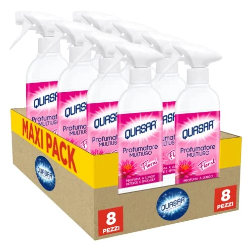 Offerta a tempo: Quasar - Profumatore Multiuso - Fragranza Floral, Profuma a Lungo, Deterge e Spolvera - 8 Flaconi da 500 ml - 12% da 59.00 € a 52.00 €