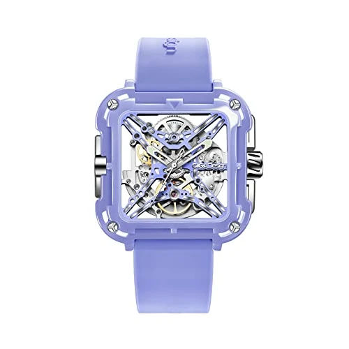 Zeitlich begrenztes Angebot: CIGA Design Automatik Uhr Damen - X Serie Machina SUV Armbanduhr aus Keramik Modestil Quadratisch Mechanische Skelettuhr Saphirglas mit Geschenkkarton und Silikonarmband(Lila) von 420.00 € auf 420.00 € (0.00% Rabatt)