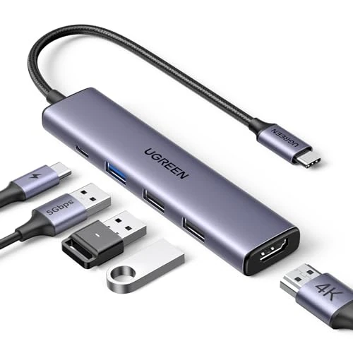 UGREEN Revodok 105 Hub USB C HDMI 4K Adaptador Tipo C 5 en 1 con 100W PD Carga Compatible con MacBook Pro Air M3 M2 M1, iPad, iPhone 17 Pro MAX Air, Galaxy S25 Ultra, Surface