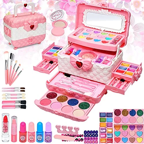 Oferta limitowana: Mrabbitoo Zestaw do makijażu dla dzieci, walizka do makijażu dla dziewczynek, nadaje się do prania, zestaw do makijażu dla dzieci, zabawka, makijaż na Halloween, Boże Narodzenie, urodziny, prezent dla z 139.99 zł na 139.99 zł (oszczędź 