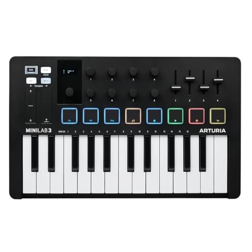 Limited-time offer: Arturia MiniLab 3 Universal 25 Key MIDI Controller, with software bundle, 8 RGB Pads, USB Powered, Chord Mode, NKS Compatible, Black from 119.00 £ to 69.99 £ (save 41.18%)