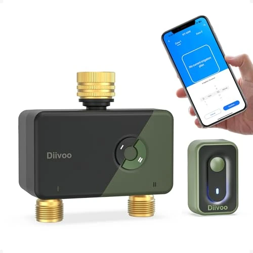 Offerta a tempo: Diivoo Centralina Irrigazione WiFi 2 Zone con Ingresso Uscita in Ottone, Timer Irrigazione Smart Compatibile con APP e Vocale Alexa, Temporizzatore Irrigazione per Giardino, Prato - 0.00% da 72.99 € a 72.99 €