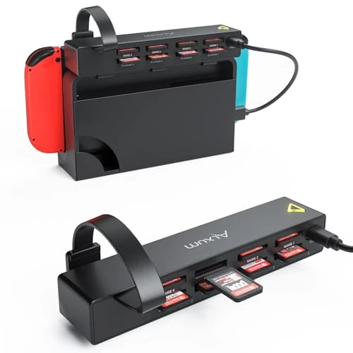 Alxum Switch Game Card Reader, 8 in 1 Multi Game Card Holder compatibel voor Nintendo met 4 Gaming Card Switcher en 4 voor opslag