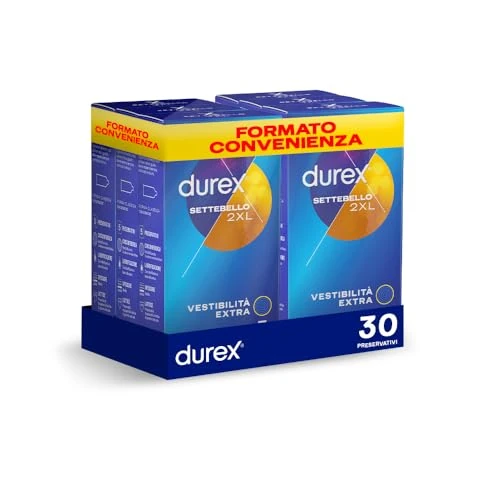 Durex Settebello 2XL condooms extra groot en extra lang, 30 profylactisch