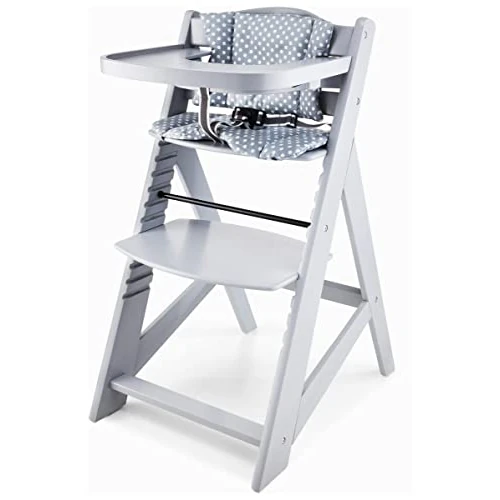 Offerta a tempo: Moby-System Seggiolone Pappa Evolutivo in Legno Massello - Sedia Evolutiva Regolabile con Vassoio Removibile, Cuscini e Cintura 3 Punti - Per Bambini 6 Mesi-12 Anni, Grigio - 0.00% da 85.00 € a 85.00 €