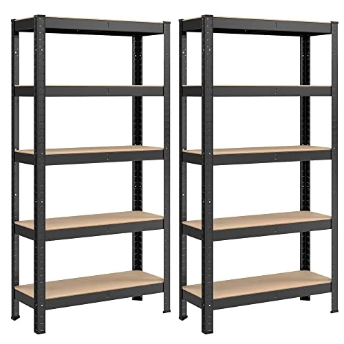 Oferta limitada: SONGMICS Estantería Pesada de 5 Niveles, Juego de 2, Estantería de Acero, Montaje Rápido, Garaje, Almacén, Trastero, Carga de 650 kg, 30 x 75 x 150 cm, Negro GLR030B22 de 54.99 € a 52.99 € (ahorro 4%)