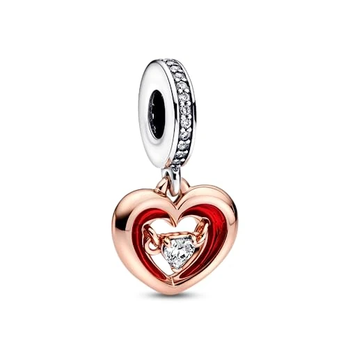 Limitiertes Angebot: PANDORA Bicolor Strahlendes Herz Charm-Anhänger aus Sterlingsilber mit Zirkonia in der Farbe Silber-Roségold-Rot, Kompatibel mit PANDORA Moments Armbänder, 782450C01 von 59.00 EUR auf 44.22 EUR (Spare 25%)